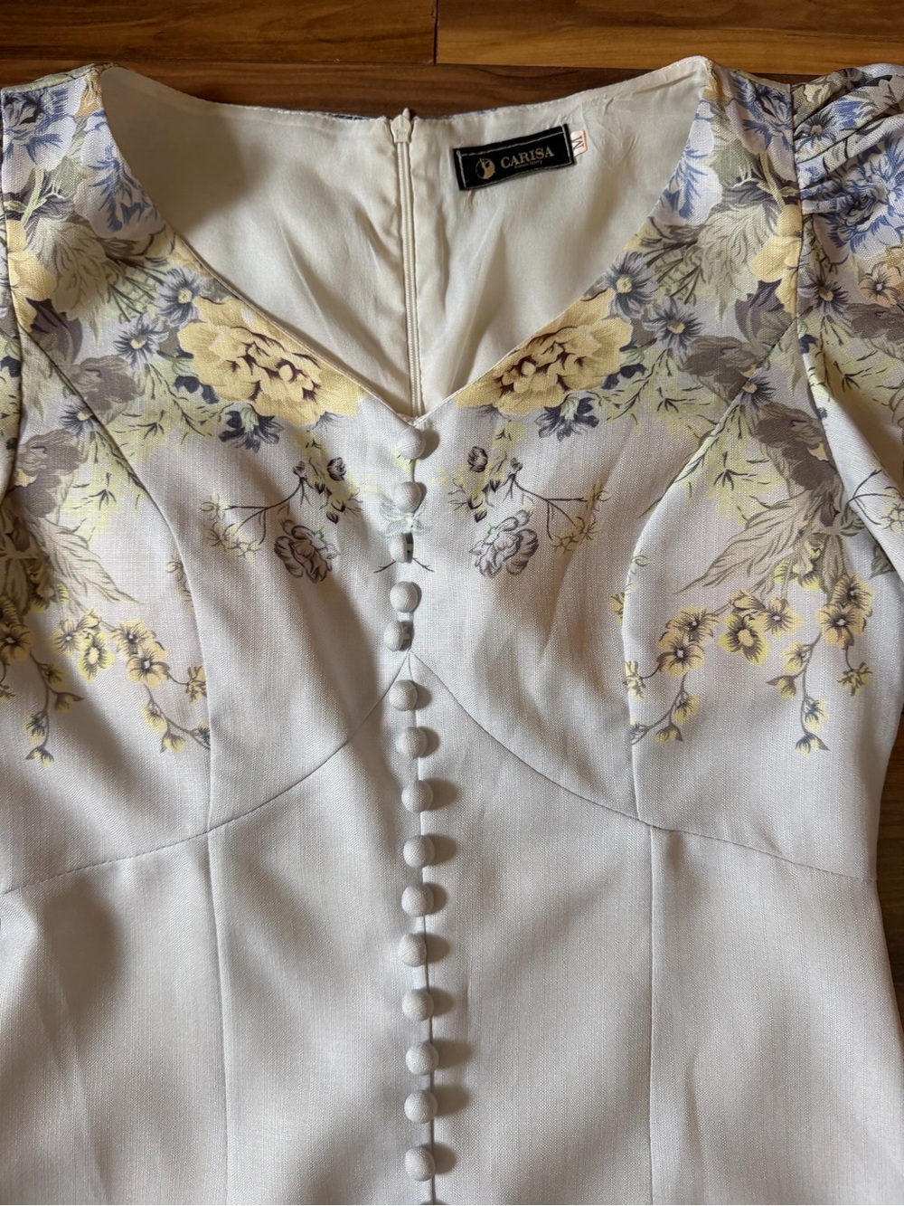 Carisa Cottagecore Floral V-Neck Puff Sleeve Midi Dress - Picture 4 of 10